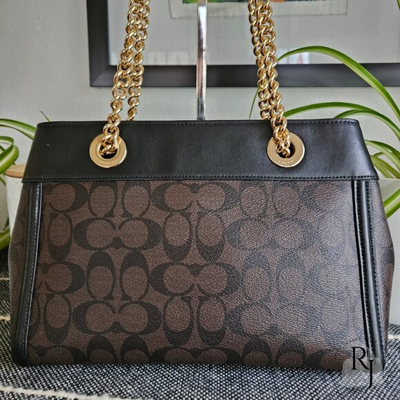 Coach F39711 Brooke Carryall Chain Shoulder Bag – Signature C Black/Brown - Picture 4 of 13